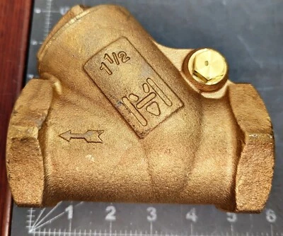 1-1/2" NPT Bronze Y Swing Check Valve, 200S/400W, Milwaukee Valve 508 NEW [D1S3] - Image 1 of 4
