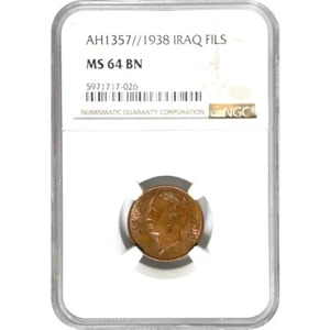 AH1357 1938 Iraq 1 Fils, NGC MS 64 - Picture 1 of 2