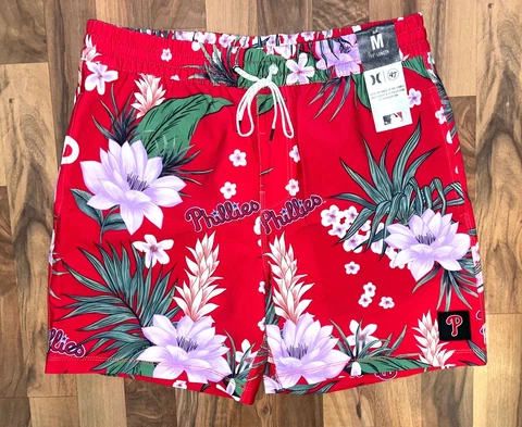 NEW Mens Hurley x '47 MLB Philadelphia Phillies Volley Board Shorts Trunks Sz M Cover