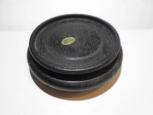 Vintage chinesisch japanisch asiatisch schwarz geschnitzt 4 1/4" runder Holzständer Sockel EUC - Bild 1 von 4