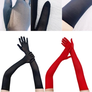 Damen-Handschuhe Transparent Netzstoff Volle Finger Lange Fäustlinge Oper ≌ - Bild 1 von 15