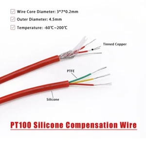 PT100 Silicone Compensation Wire 3*7*0.2mm Thermocouple Wire Shielded/Unshielded - Picture 1 of 9