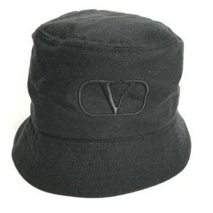 VALENTINO HGA11HCY V logo hat bucket hat bob hat cotton Black - Picture 1 of 9