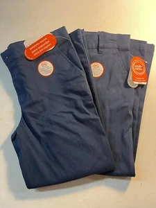 Lot Of 2 School Uniforms Flat Front Twill Pant Blue 10 Husky New SKU A24 - Picture 1 of 3