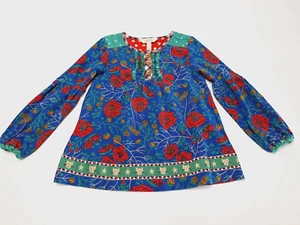 Matilda Jane Shirt 4 Blue Red Green Floral Cats Long Sleeve j - Picture 1 of 4