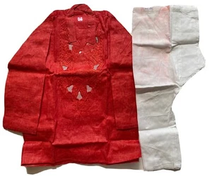 NUEVO Pijama Kurta Bollywood rojo blanco algodón para niños talla 24 India Pakistán 4-5 años - 2 piezas - Imagen 1 de 11