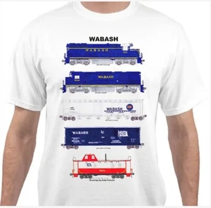 T-shirt Wabash blu epoca treno ferrovia di Andy Fletcher - Foto 1 di 1