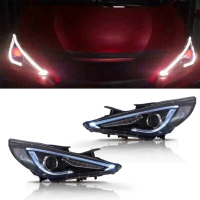 For 2011-2014 Hyundai Sonata LED Projector Headlights With Demon Eyes Sequential Foto 1 de 4