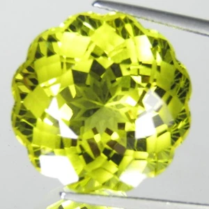 45.24Cts Outrageous Natural Lemon Quartz 22mm Round Flower Custom Cut Loose Gem - Picture 1 of 2
