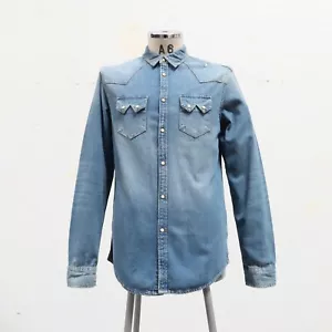 All Saints Sawtooth Western Denim Shirt Size M Distressed - Picture 1 of 12