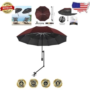 Elegant Beach Umbrella - UPF 50+ Sun Protection & Adjustable Clamp for Outdoors - Picture 1 of 9