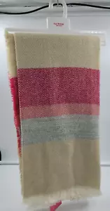Issac Mizrahi Herr Pebble Scarf (Tan Gray Coral Pink Stripes) NWT - Picture 1 of 5