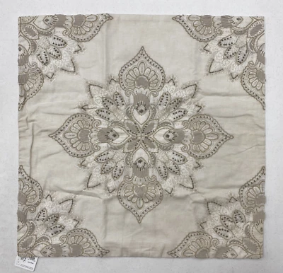 NEW Pottery Barn Holly Medallion Embroidered 24 x 24" Pillow Cover~Ivory Multi - Image 1 of 2