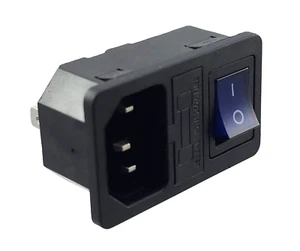 Conector frigorífico hembra C-14 con interruptor azul y fusible 10A250V - Imagen 1 de 5