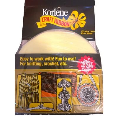 Korlene Craft Ribbon L Yellow 100 Yards x 1 inch New For Knit, Crochet, Thread  - Image 1 of 3