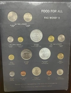 FAO Money Panel 8 GRAU 16 Münzen Ernährung Landwirtschaft Vereinte Nationen F.A.O. - Bild 1 von 2
