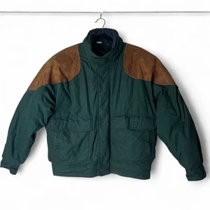 Marc by Andrew Marc Vintage Duck Down Flannel Lined Jacket Suede Shoulders Sz L - Picture 1 of 13