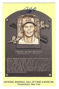 Signed CRAIG BIGGIO Hall of Fame Gold Plaque Post Card Beckett Hologram - Picture 1 of 2