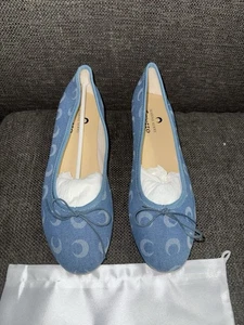 Marine Serre Repeto Moon Laser Denim Blue Women’s Ballerina Flats 41 EU 10 US - Picture 1 of 5