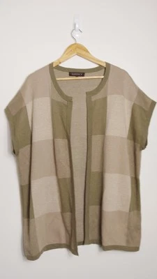 Maggie T Ladies  Size 0 Check Wool Blend Knit Sleeveless Cardigan EUC - image 1 of 4