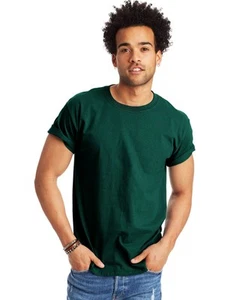 Hanes Mens T-Shirt Comfort Soft 100% Cotton Short Sleeve TAGLESS Tee Plain Blank - Picture 1 of 61
