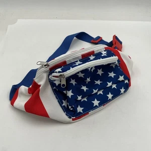 American Flag Belt Bag Fanny Pack Stars Stripes Adjustable New NWT Multi Pocket - Picture 1 of 10