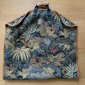 Boyt Vintage Garment Suit Cover Bag Tapestry Leather Trim Dress Business Travel - Picture 1 of 14