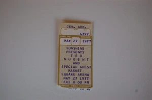 May 27, 1977 Ted Nugent Concert Ticket Market Square Arena - Picture 1 of 2