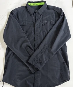 Huk Fishing Shirt Mens Large Black Long Sleeve Vented Sun Protection - Picture 1 of 4