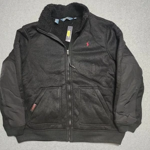 Nueva Chaqueta Polo Ralph Lauren Para Hombre Sherpa Forrada Vellón Cremallera Completa Negra 2XLT NOS  - Imagen 1 de 12