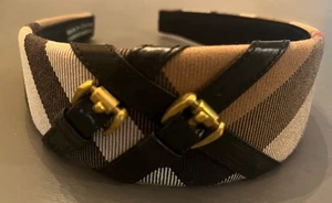 Burberry Nova Check Headband w/ Leather Buckles & Gold Tone Hardware ~ Authentic - Picture 1 of 22