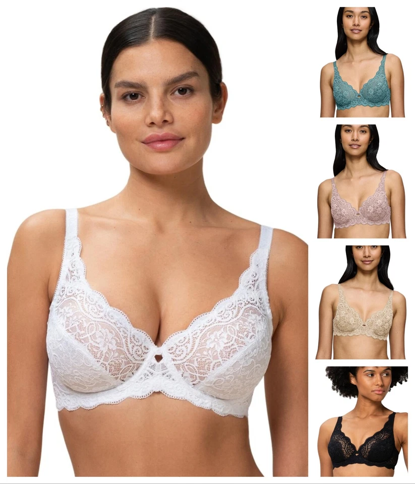 Triumph Amourette Bra Underwired Non Padded Plunge Womens Lingerie 10209574 - Image 1 of 1
