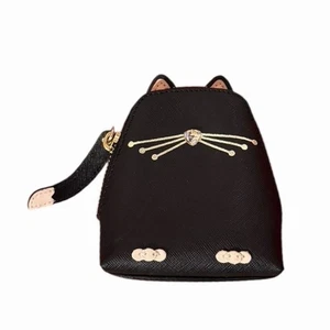 Lindo monedero de cuero de gato negro Kate Spade New York WLRU3071 Jazz Things Up - Imagen 1 de 5