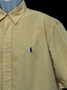 Ralph Lauren Hombres Camisa Campamento XL Guinga Amarillo Azul Pony Corto Sl Clásico *Leer - Imagen 1 de 9