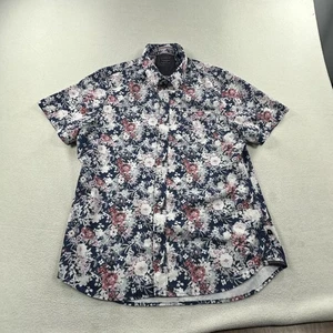 7Diamonds Hemd Herren Large Blau Blumen 4 Wege Stretch Calypso Kurzarm - Bild 1 von 11