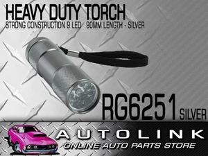 LED HEAVY DUTY TORCH 9 LEDS 90MM LONG METAL HOUSING - SILVER RG6251 - Picture 1 of 4