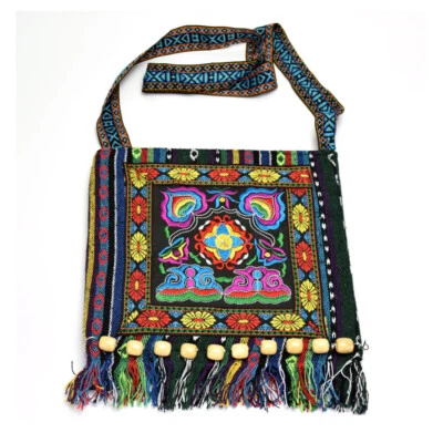 Perlen Fransen Kreuz Schultertasche Tasche Handtasche Schlüssel Handy Streifen - Bild 1 von 4