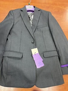 BOY'S SUIT - 5 piece Jacket/Vest/Pants/Shirt/Tie = Charcoal Grey - Picture 1 of 19