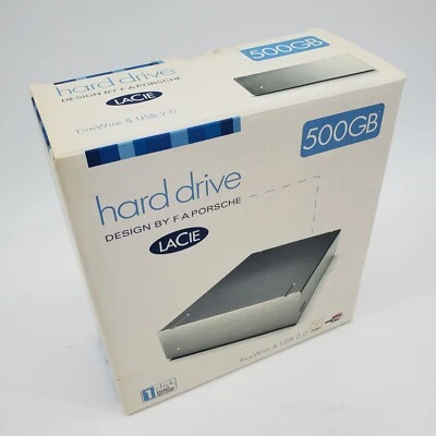 NOB LACIE Hard Drive 500GB designed by F.A.PORSCHE USB 2.0 Power Supply Removed - Image 1 of 4