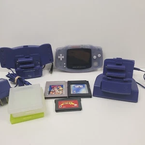 Nintendo Game Boy Advance Console System Clear Glacier Games Battery Rumble Pack - Picture 1 of 16