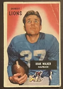 1955 BOWMAN DOAK WALKER DETROIT LIONS #1 POOR CONDITION CREASES - Picture 1 of 4