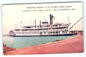 Excursion Steamer J S Rock Island ILLinois Postcard B577 - Picture 1 of 2