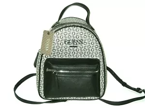 NWT GUESS Van Buren Signature Logo G Backpack Bag Handbag Black/Silver NEW🎀 - Picture 1 of 12