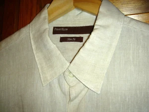 PERRY ELLIS men's 100% linen shirt. NEW w/o tag. Slim fit large. 23" p-p. - Picture 1 of 3