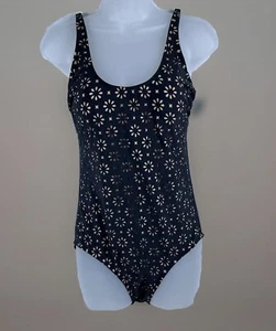 NWT Kona Sol Women’s Medium One Piece Bathing Suit Tank Top Floral Black Tan - Picture 1 of 9