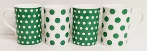 Green Dots & Spots Mugs Set 4 Fine Bone China 300 ml Windsor Spotty 10.5 oz Cups - Picture 1 of 6