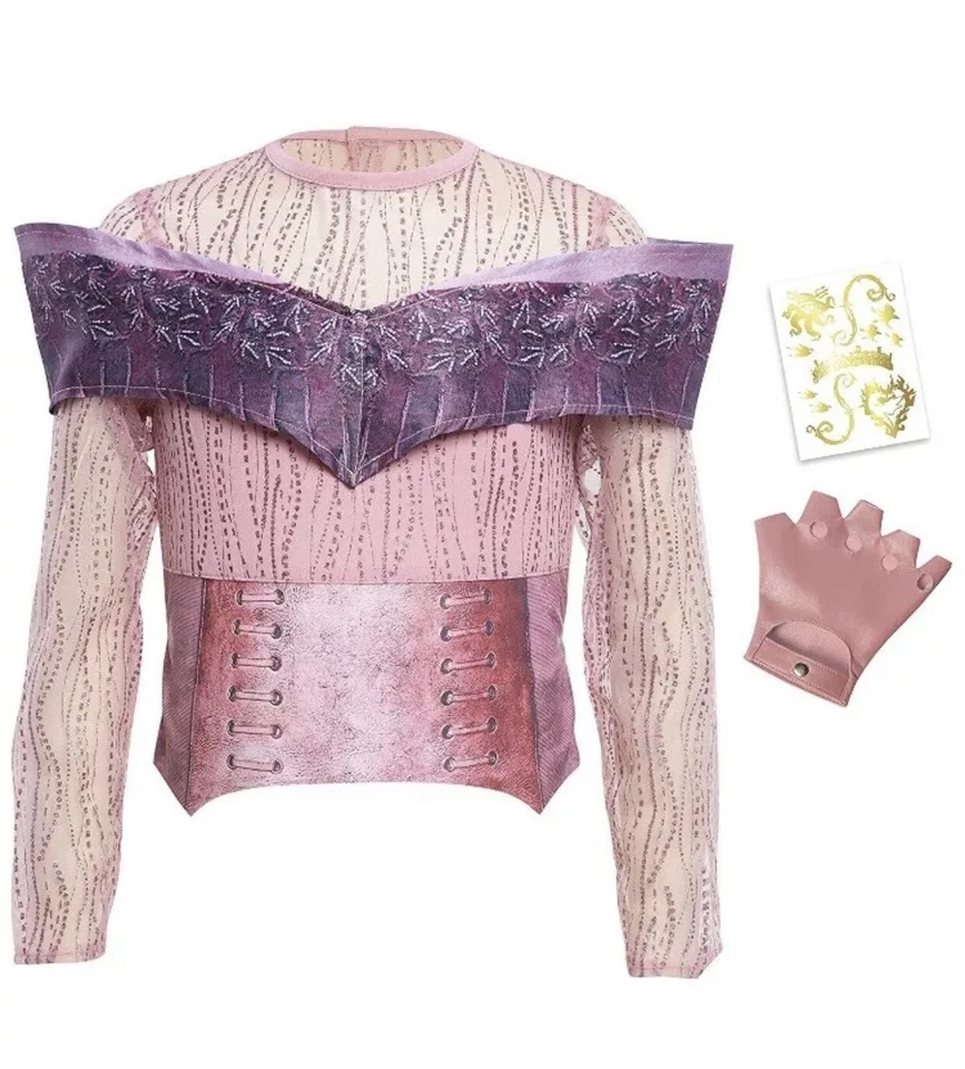 Disney Descendants 3 Audrey Dress up Set Top Glove Metallic Tattoos Pink 4-6x