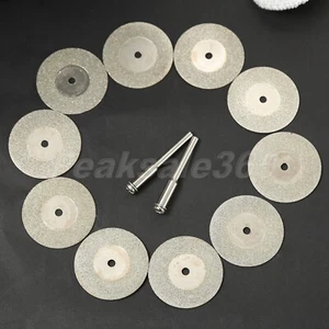 10pcs 30mm Diamond Cutting Discs & 2pc Arbor For Grinder Drill Power Rotary Tool - Picture 1 of 12
