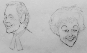 JOHNNY CARSON PHYLLIS DILLER BLEISTIFTSKIZZEN VON AL KILGORE: SELTEN 1-OF-A-KIND! - Bild 1 von 4