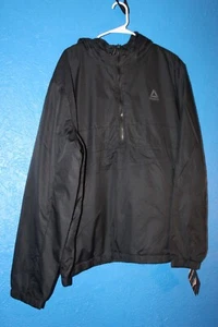 Reebok hooded pull over rain jacket L black NWT Valued at $150 - Picture 1 of 8